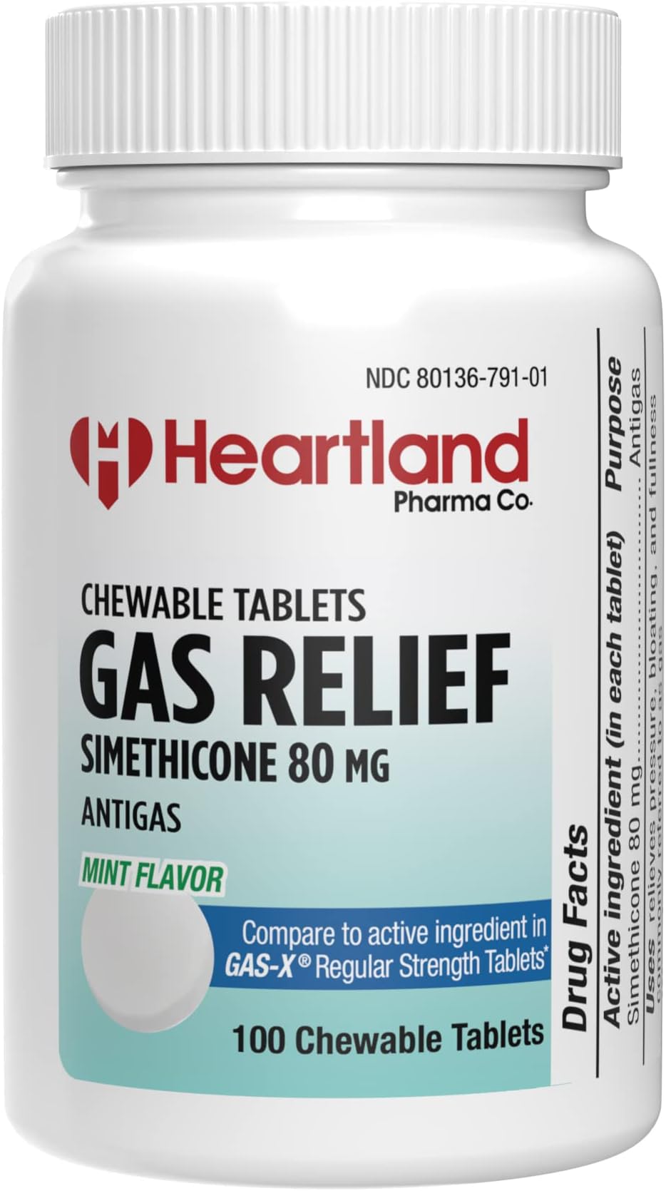 Simethicone 80mg | Simethicone Gas Relief | Anti-Gas Chewable Tablets | Bloating Relief | Mint Flavor | USA Manufactured | 100 Count | 2-Pack