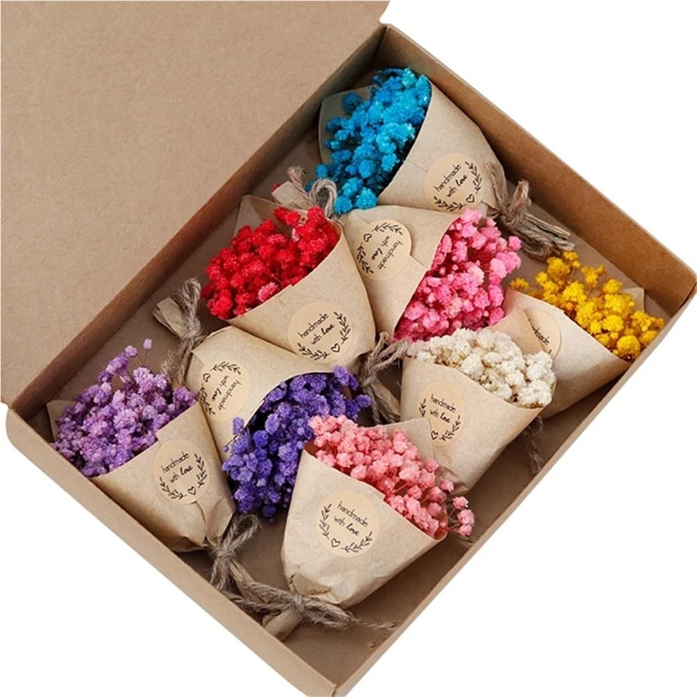 1 Mini Bouquet de Fleurs séchées, Bouquet de Fleurs séchées Artisanales à Faire soi-même, Petites Plantes séchées décoratives 11 x 7 cm