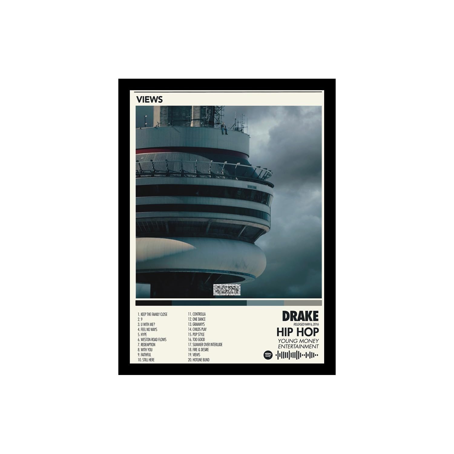 BLINKART Drake - Views Wall Photo Frames | Wall Art for Bedroom, Living Room, Studio or Office | Album Cover Print with Spotify Song Link QR Code | Gift for Fans - 8x12 In-image-40