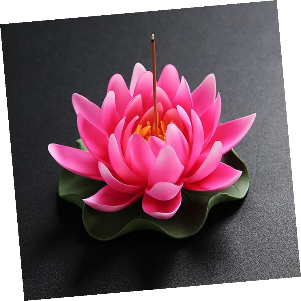 Rosa Quemador de Loto Flor de Incienso de Cerámica para Meditación