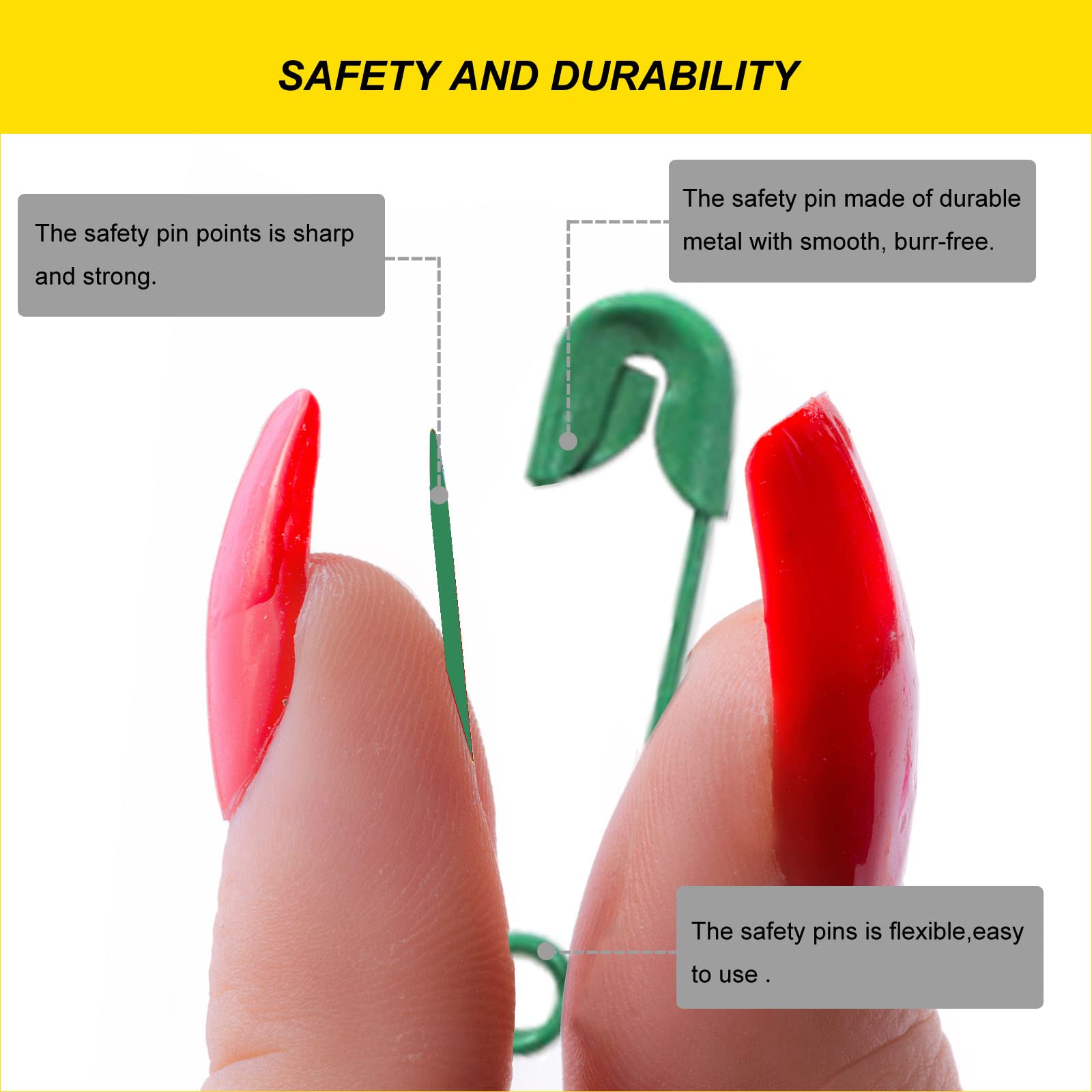 Small Safety Pins,19mm Mini Safety Pins for Clothes,Dark Green Safety Pin Rust Resistant Nickel Plated Steel Set for Crafting,Sewing,Rimming Fastening Clip Button for Garment Hang Tag 120pcs/box - Image 3