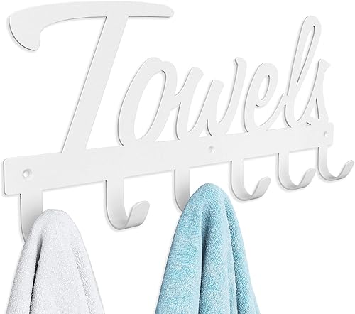 Livelab Toallero, toallero para baño montado en la pared, 6 ganchos blanco para ahorrar espacio en el baño, impermeable, resistente al óxido, fácil disponible en Yaxa Peru