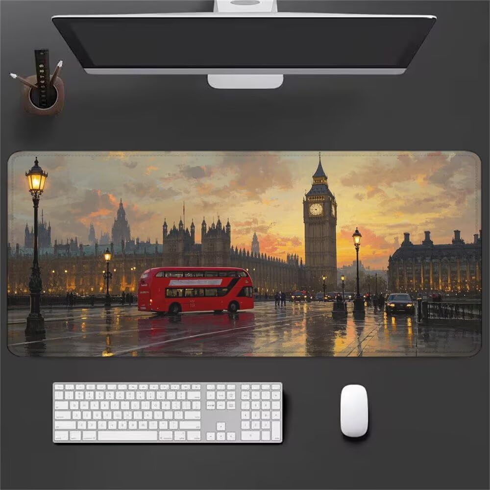 Londra Tappetino Mouse XXL 1000x500x3mm, Gaming Tappetino Mouse Il Grande Ben Mousepad con Base in Impermeabile Gomma Antiscivolo per Tastiera, PC, Computer Ufficio Idea Regalo Festa del Papà X-806