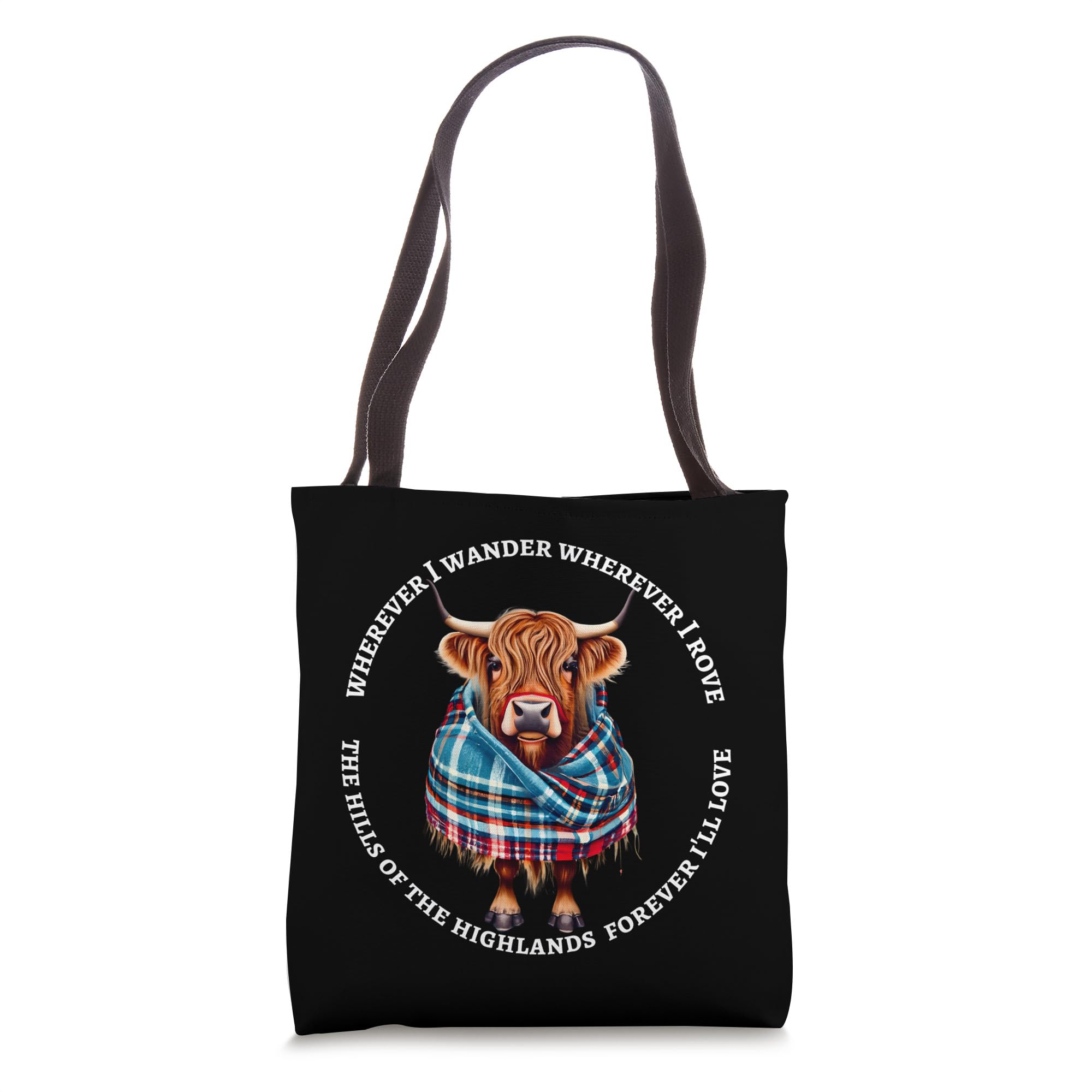 Scotland Highland Cow with Scottish Poem By Robert Burns Tote Bag