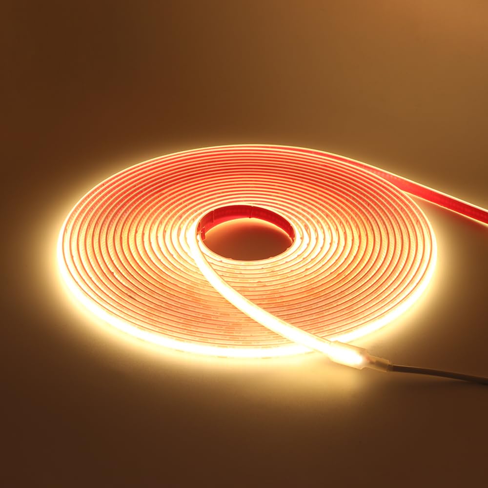 HEGEHE 12V COB LED Streifen Warmweiß, 320LEDs/m Superhell Hohe Dichte IP68 Wasserdicht Flex Selbstklebend COB LED Leiste Lichtband Strip für DIY Innen-und Außenbeleuchtung Projekte (Warmweiß, 7M)