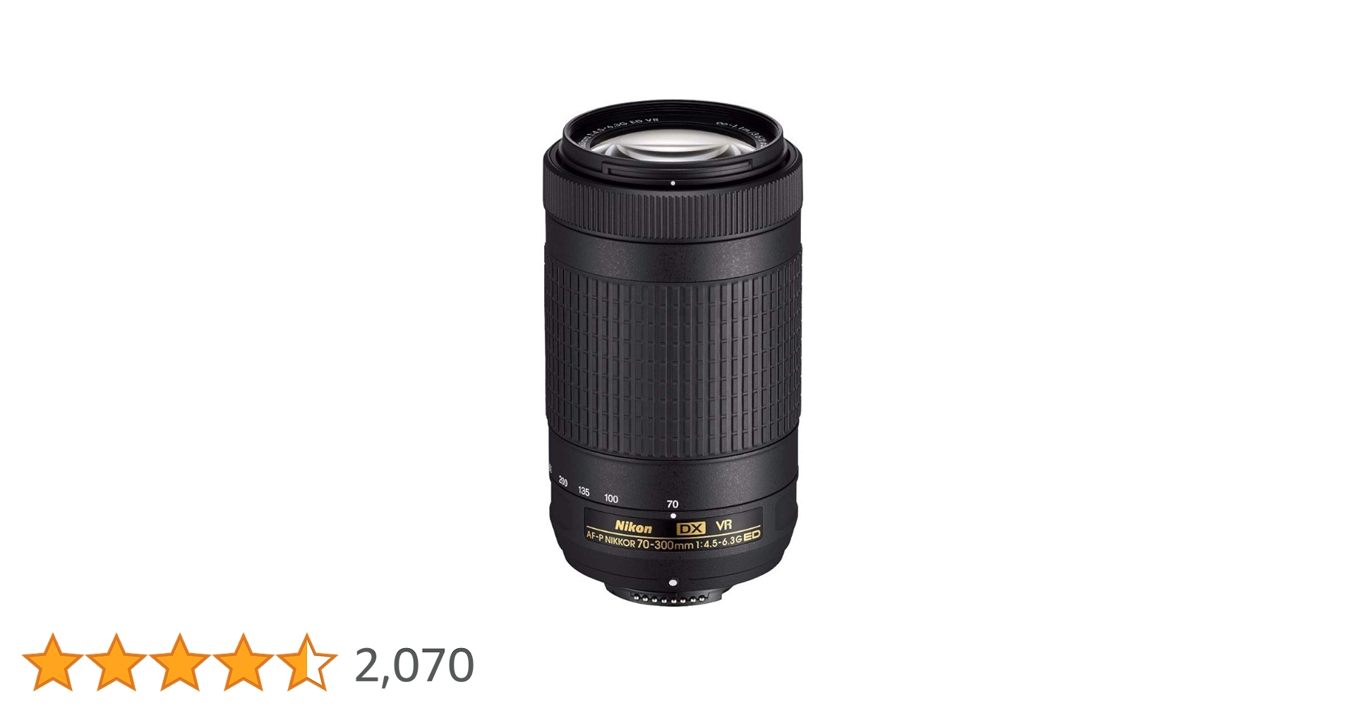 Nikon AF-P DX NIKKOR 70-300mm f/4.5-6.3G ED VR, Black