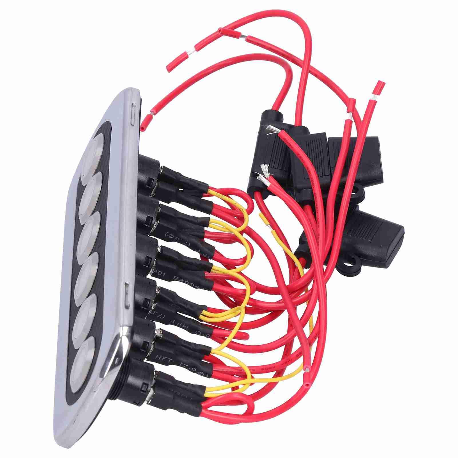 Dioche Panel de Palanca Botón Pulsador de Panel de Interruptor de Fibra de Carbono de 12 V 20 A con Retroiluminación LED para Yates y Vehículos Recreativos - Interruptor Basculante de Circuito IP66