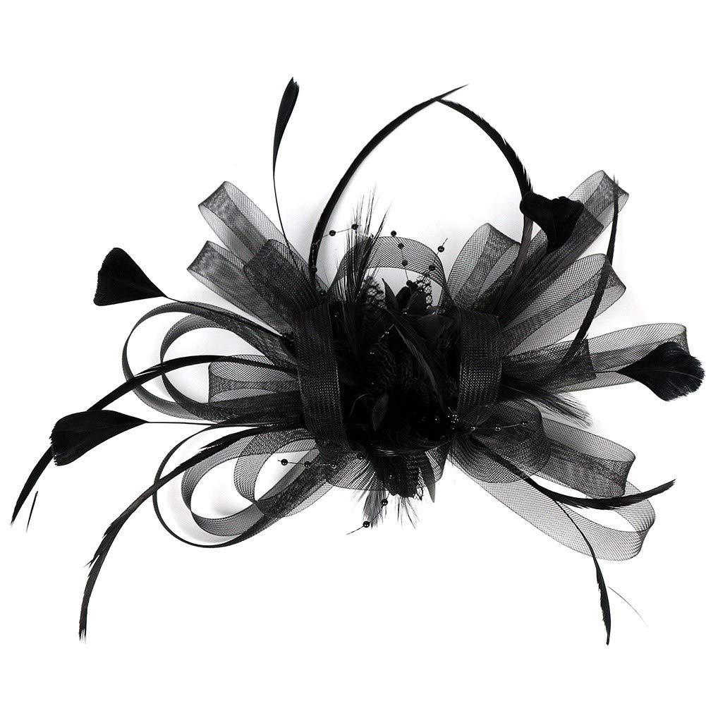 Women Fascinator Feather Flower Hair Clip Pin Brooch Corsage Bridal Headband Derby Hat Cocktail Tea Party Wedding