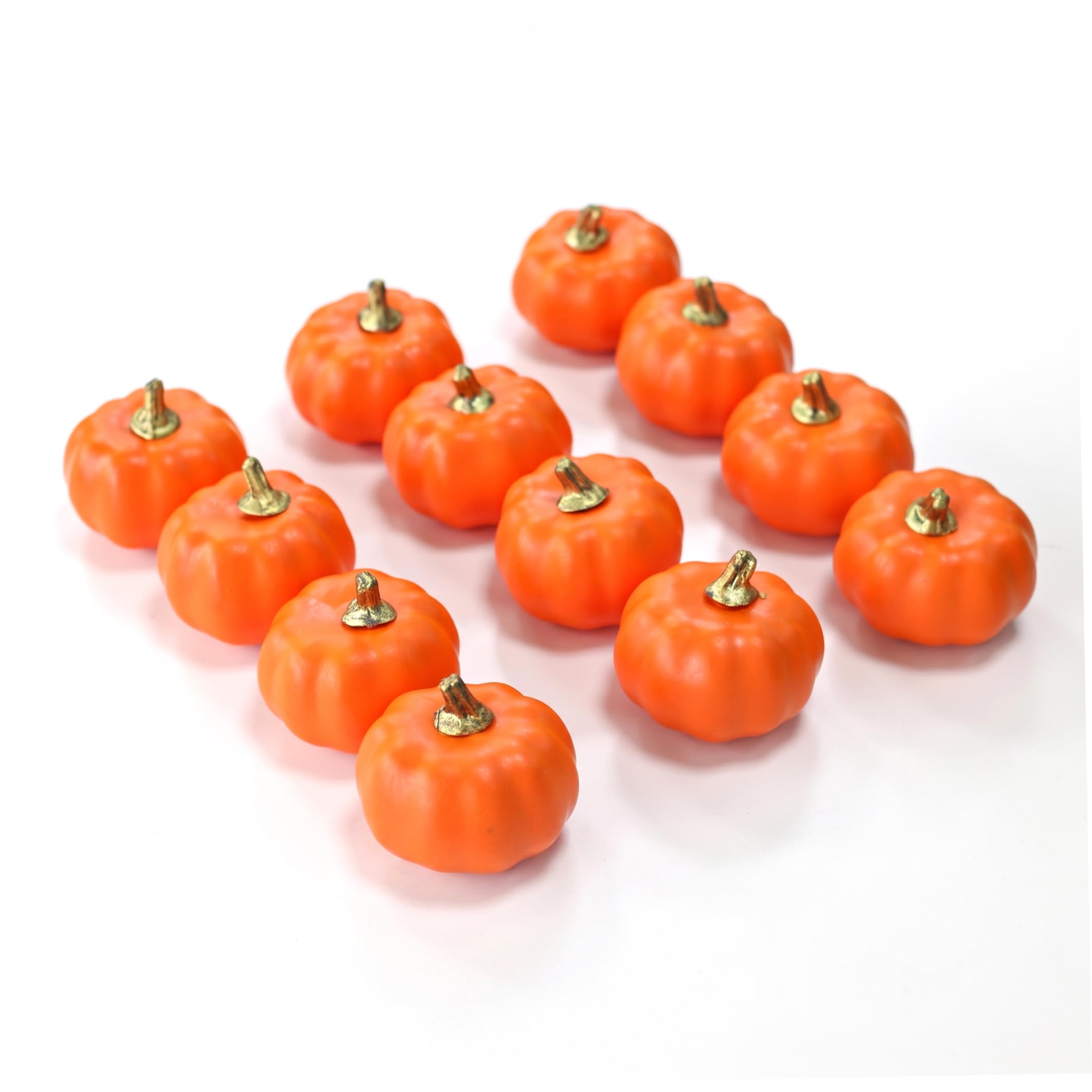 Faticenic 12 Pack 2.95" Foam Pumpkins, Artificial Mini Pumpkin Decor for Halloween Thanksgiving Orange