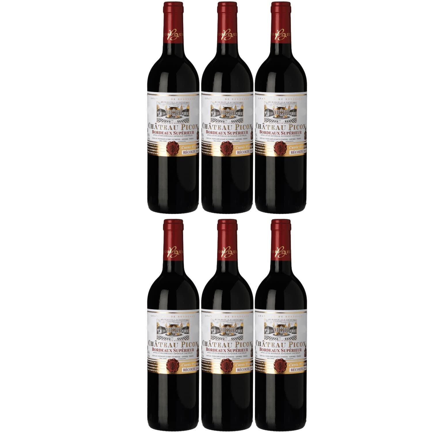 Château Picon Bordeaux superieur AOC Rotwein rot trocken Frankreich inkl. FeinWert E-Book (6 x 0.75 l)