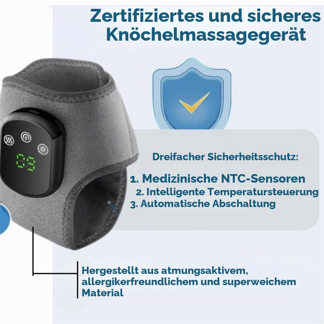 3-in-1 Ankle Kompressionsmassagegerät mit Wärme- & Vibrationsfunktion – lindert Brennen, Kribbeln & Taubheit – verstellbare Intensität – für Zuhause & Büro – ideal für Diabetiker & Senioren