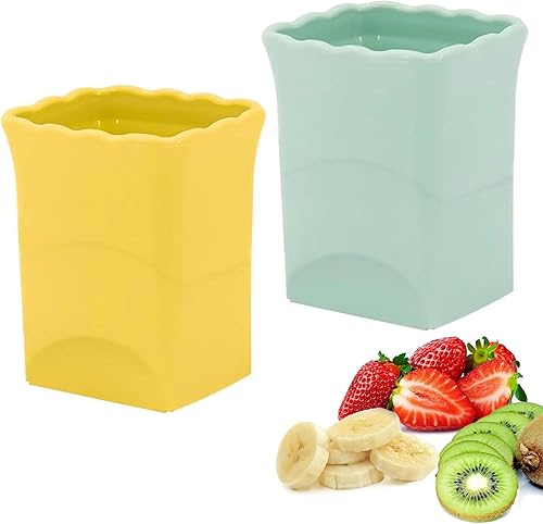 Miniatura 1 de Paquete de 2 tazas de fresa cortador de taza de frutas para fresas, huevo, plátano, rebanador de plátano, preparación rápida de ensalada de frutas y