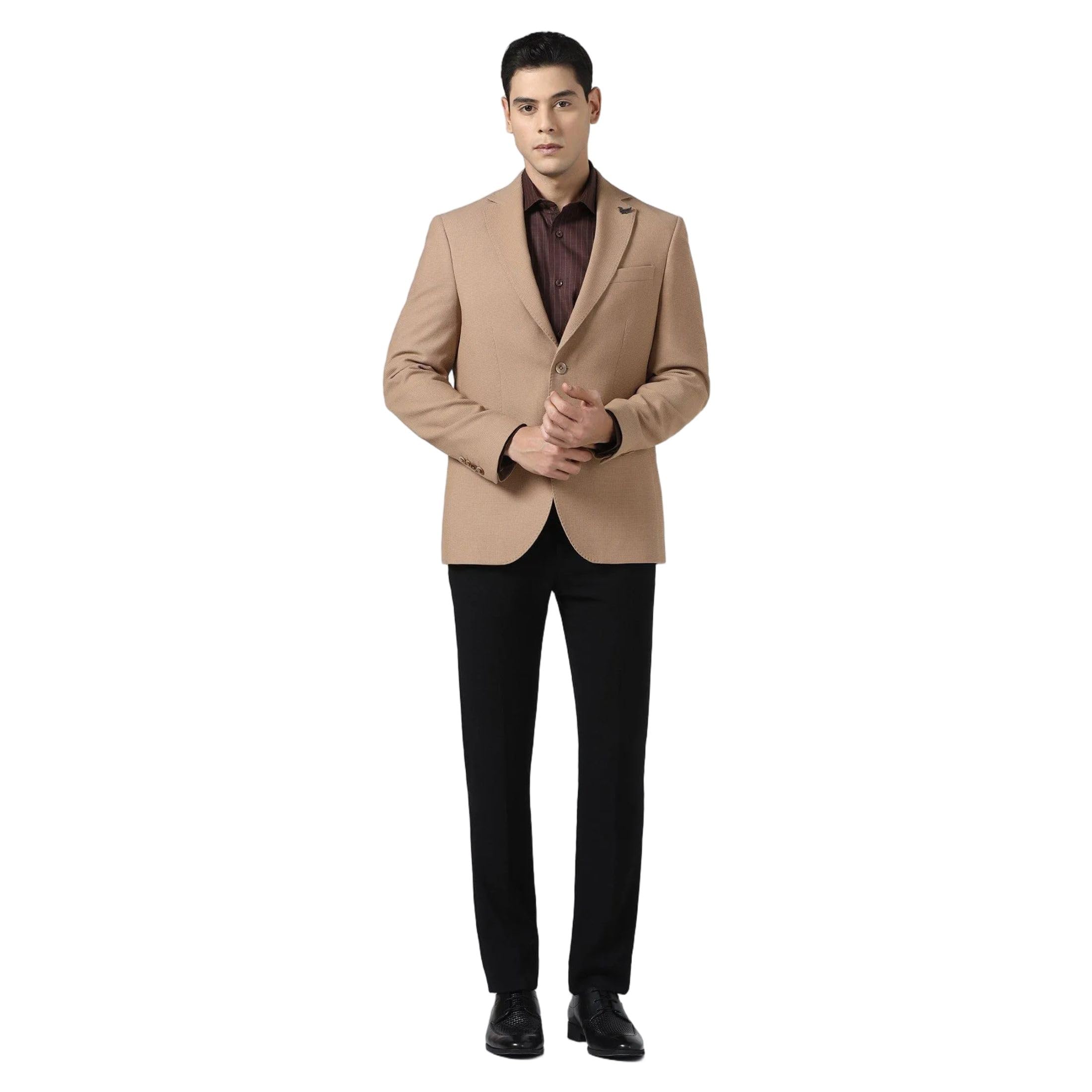 blackberrys Men's Beige Poly-Blend Textured Slim Comfort Blazers-picture-24