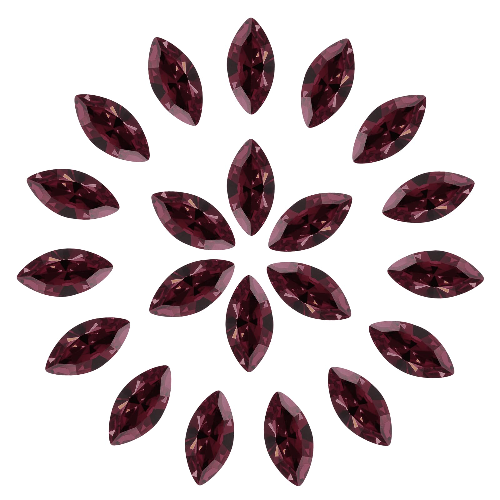 sourcing map 30 Pcs Horse Eye Shape Rhinestones, 6 x 12 mm Point Back Rhinestone Beads for Jewelry Making Crafts Costume Crystal Embellishments, Purple
