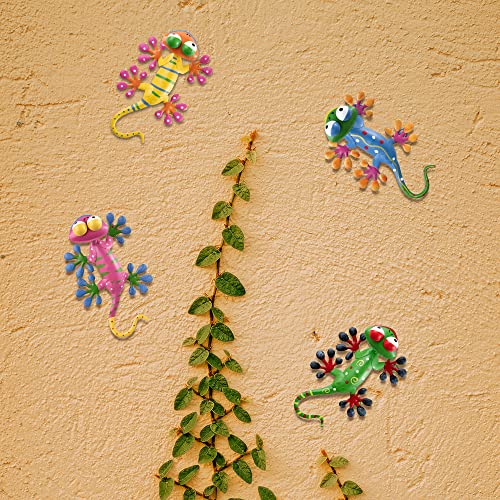 Yeahome 4 Pack Metal Geckos Inspirational Wall Art, Mexican Outdoor Wall Decor With Shaking Head, Lizard Wall Sculptures & Statues For Farmhouse thumb #3