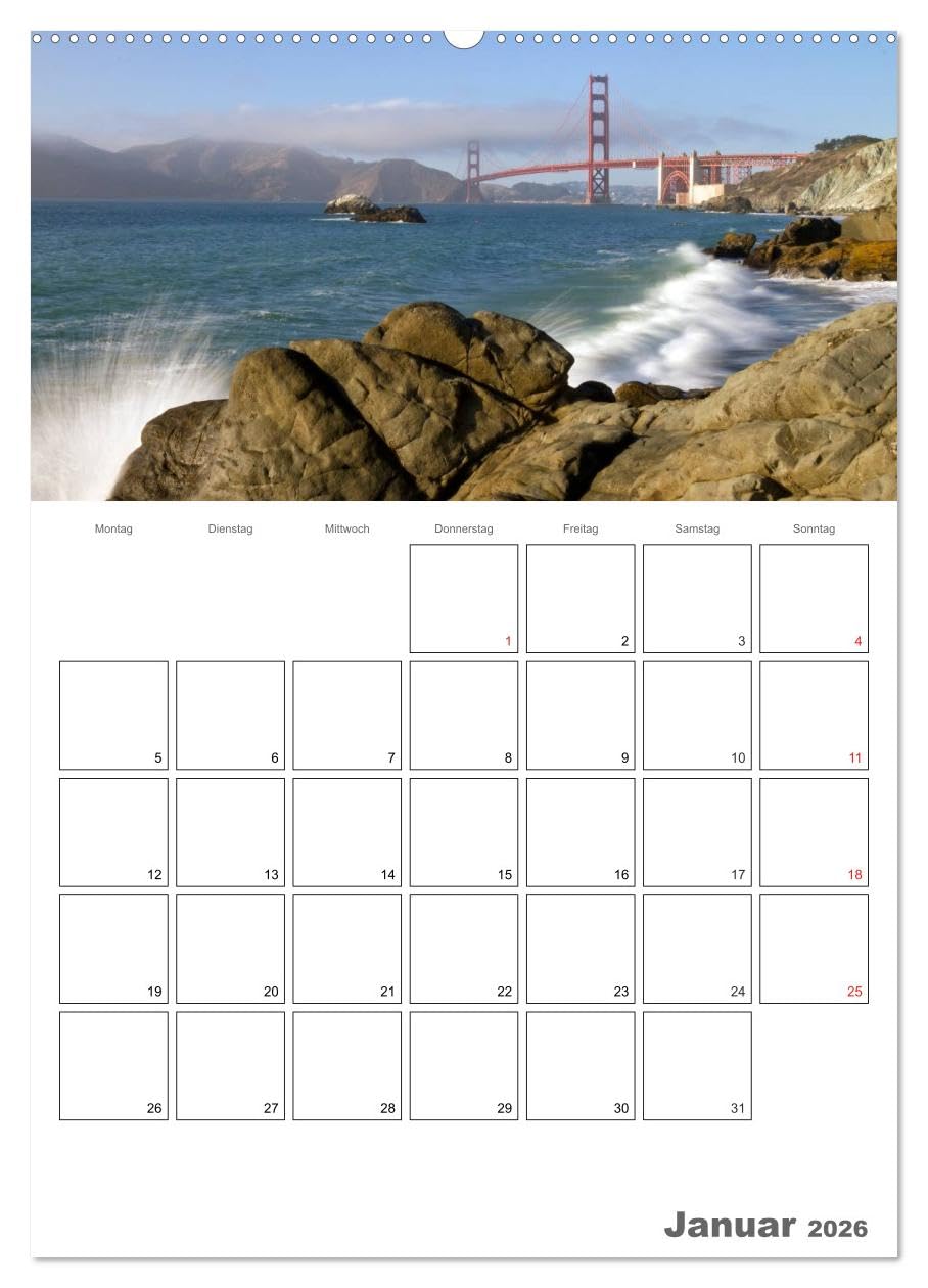 SAN FRANCISCO Terminplaner (Wandkalender 2026 DIN A2 hoch), CALVENDO Monatskalender