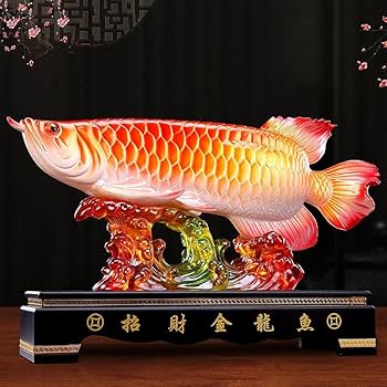 Amazon.co.jp: アロワナの置物 風水オブジェ 龍魚 金運アップ