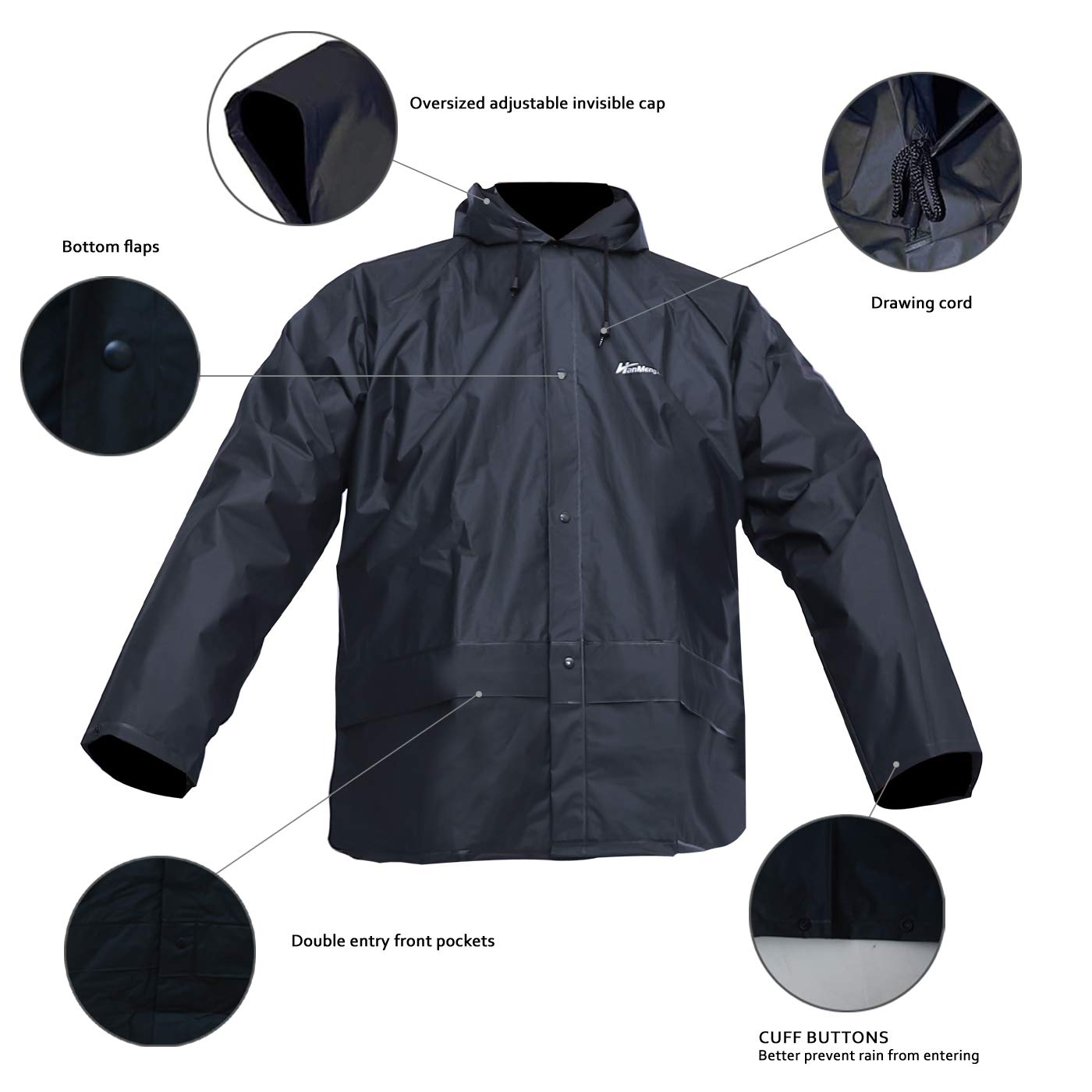 Men's Rain Suit Waterproof Rain Work Gear Ultra-Lite Rain Jacket and Pants Rainwear