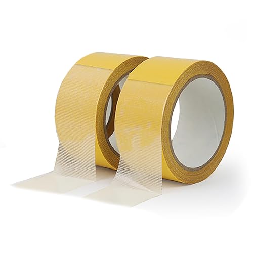 2 cintas de doble cara, 2 pulgadas x 21.9 yardas, tela de fibra de malla transparente fija de alta viscosidad sin marcas con adhesivo de doble cara