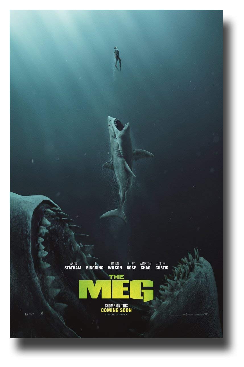 bribase shop The Meg Poster Movie Promo 2018 36 x 24 inches Megalodon Bites
