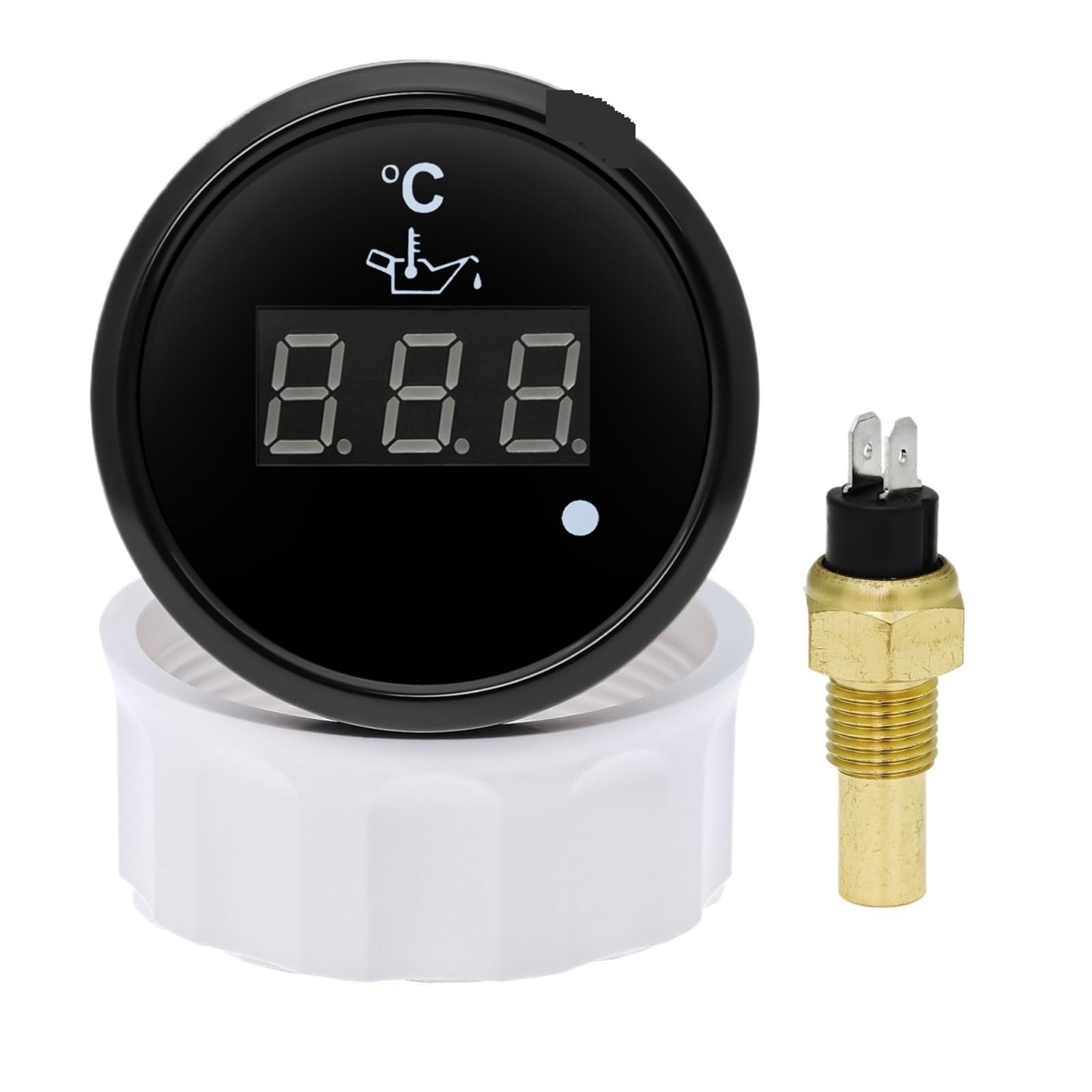 Wskaźnik temperatury oleju 52 mm z czerwonym światłem + czujnik z alarmem, cyfrowy miernik temperatury oleju 50~150 ℃ do łodzi samochodowej 12V24V Wysoka widoczność(BN M14X1.5)