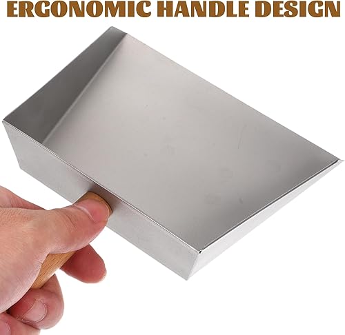 Miniatura 6 de Tofficu Recogedor de acero inoxidable con mango de madera, sartenes de metal resistentes - Mini recogedor - Sartén de mano para el hogar industrial