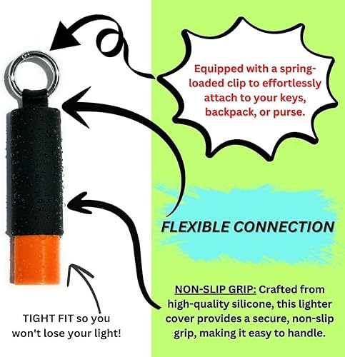 Miniatura 3 de Llavero con soporte para encendedor con clip de resorte, compatible con encendedores BIC J6 de tamaño completo, encendedor no incluido, llavero más