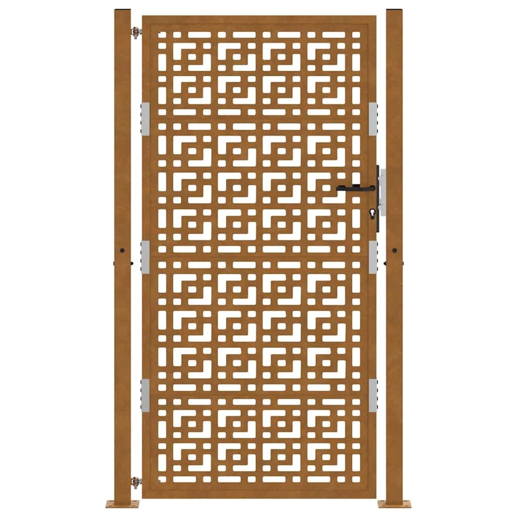 Cancello da Giardino 105x180 cm Acciaio Corten Design a Croce,Cancello da Giardino,Cancelletto da Giardino,Cancello per Recinzione,Cancello Giardino Esterno-4101007