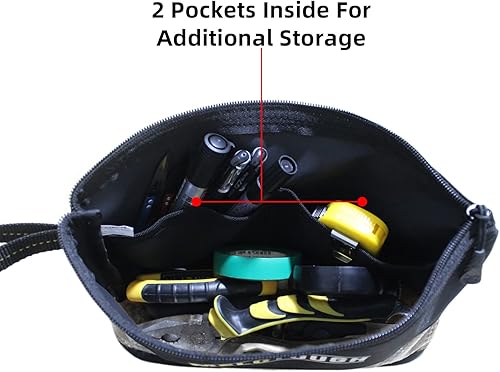 Miniatura 4 de Melo Tough - Bolsa de herramientas pequeña con cremallera, bolsa organizadora de almacenamiento duradera, paquete de 2 unidades (negro y amarillo)