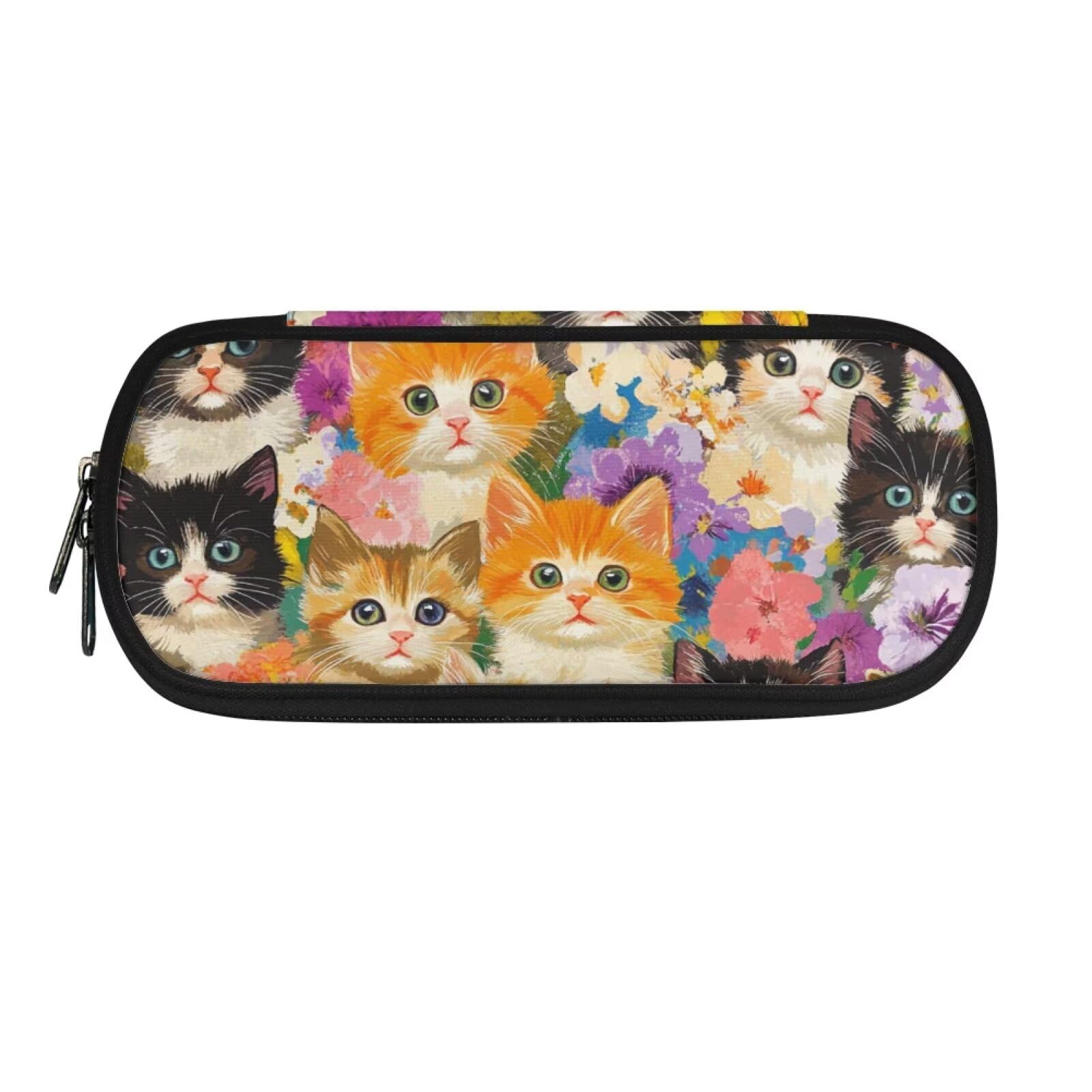 HUIACONG Cat Pencil Cases for Secondary School Flower Pencils Case Aesthetic Cute Pencil Pouch Big Capacity Pencilcases