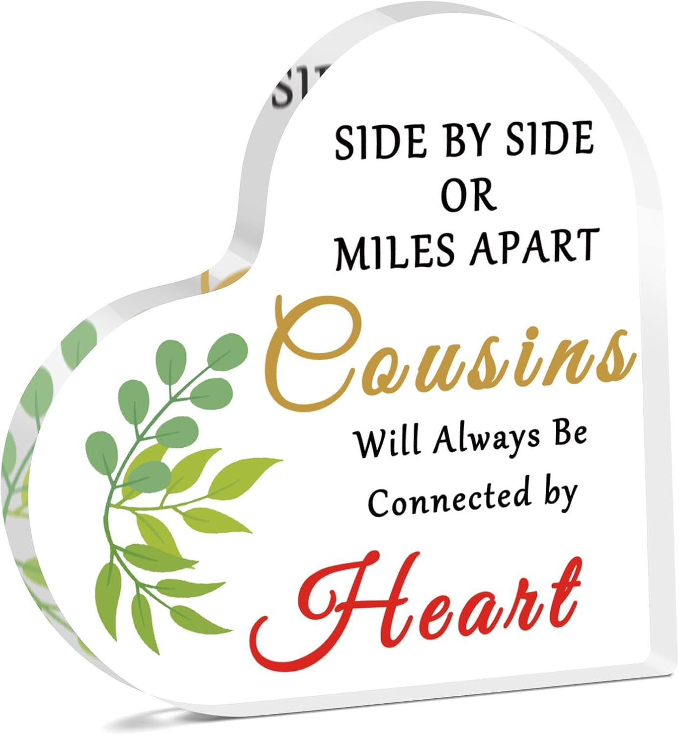 Cousins Desk Sign Gifts for Women Men Graduation Birthday Presents Cousin Long Distance Friendship Gifts for Cousins Family Acrylic Heart Keepsake Christmas Wedding 4 x 4 inch