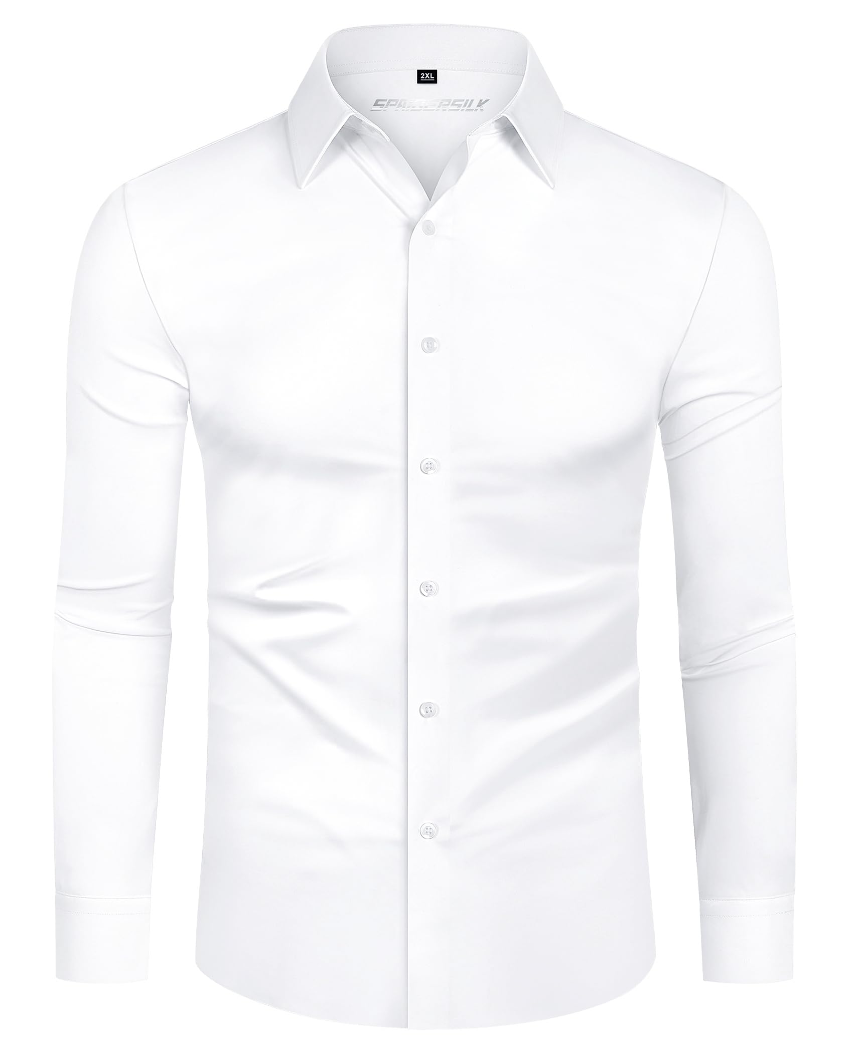 DEMEANOR Camicia da uomo a maniche lunghe elasticizzata slim fit casual business senza stiratura, M