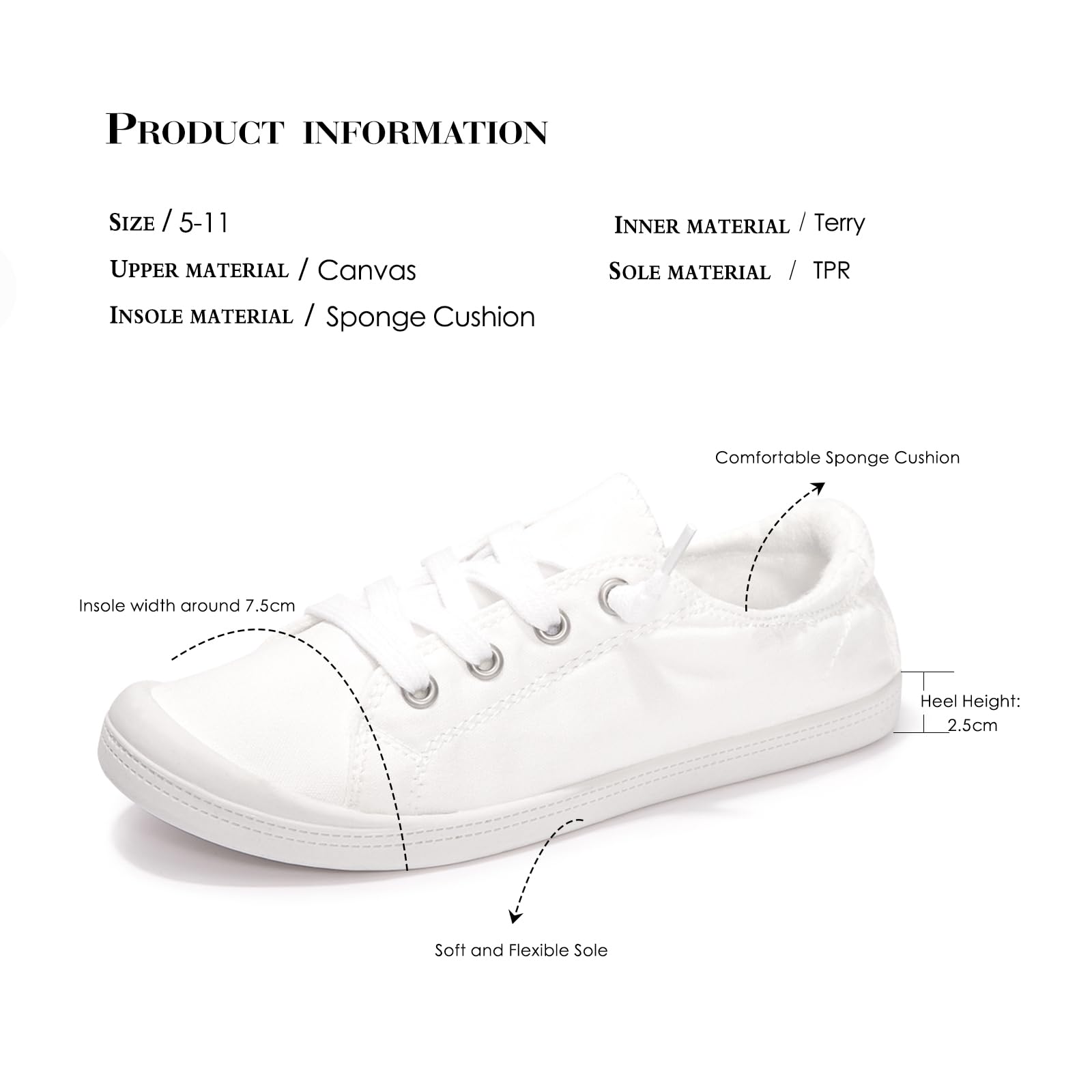 HEVA Baskets à enfiler en toile pour femme - Chaussures de randonnée confortables