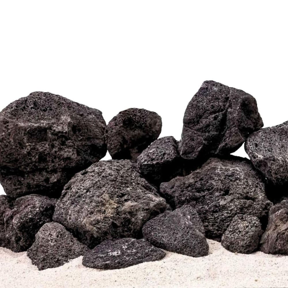 AquaOne Aquarium Steine Schwarze Lavasteine I Natursteine Lava 15kg Mix Größe S-XL I Aquascaping Gestein für Tank I Lavagestein Dekoration Aquascape Deko