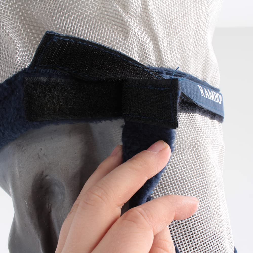 Horseware Rambo Plus Fly Mask Untreated - Silver/Navy, Größe:Kleines Pony