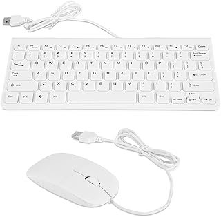 Keyboard and Mouse Combo, Ultra-Thin USB Wired Gaming Keyboard Optical Mouse Mice Set, Mini Keyboard and Mouse Set for PC Laptop, Plug and Play (White)