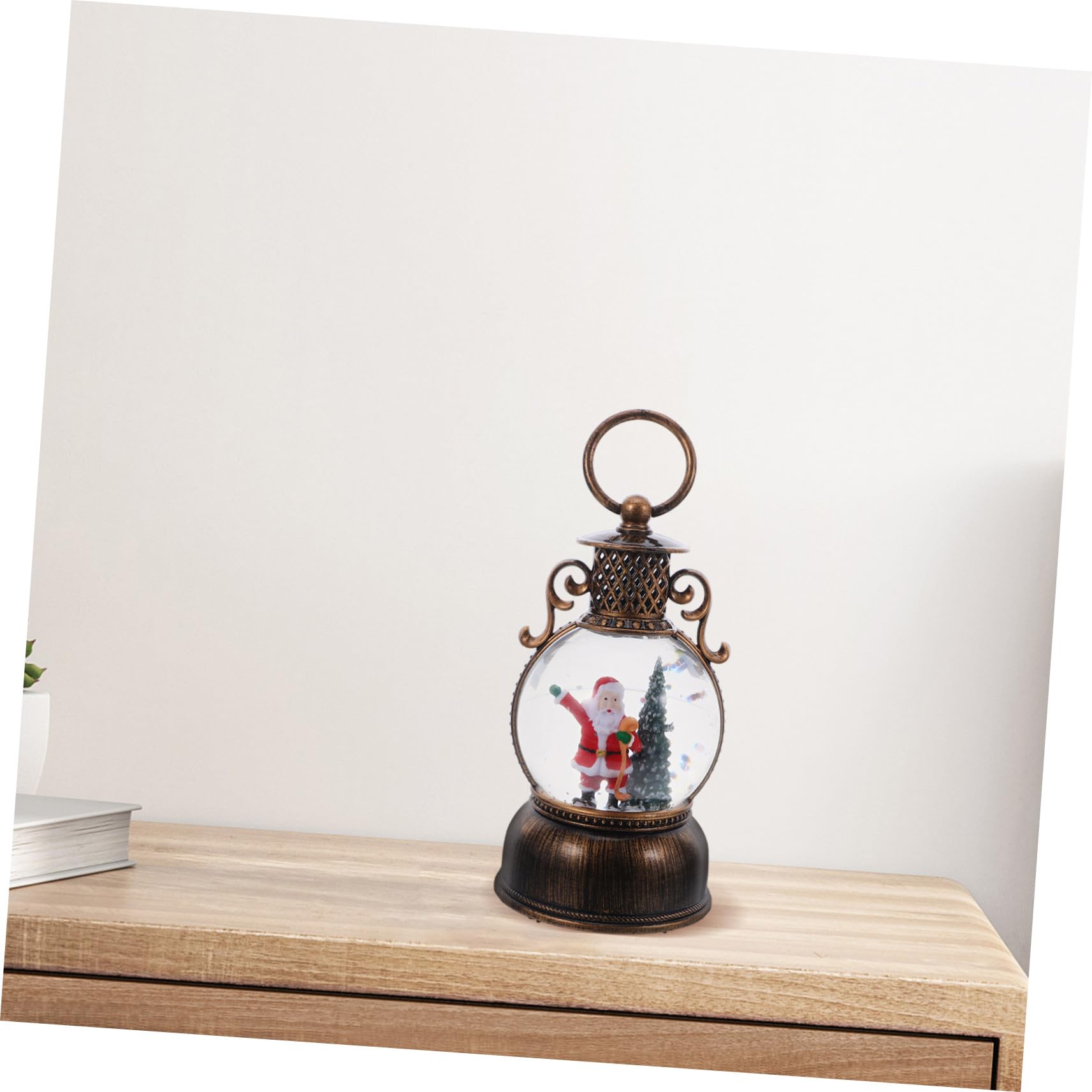 Alipis Globo di Neve Carillon Natalizio Lanterna Decorativa Illuminata Forma di Neve Ornamento Musicale per Feste Cavo USB senza Batterie