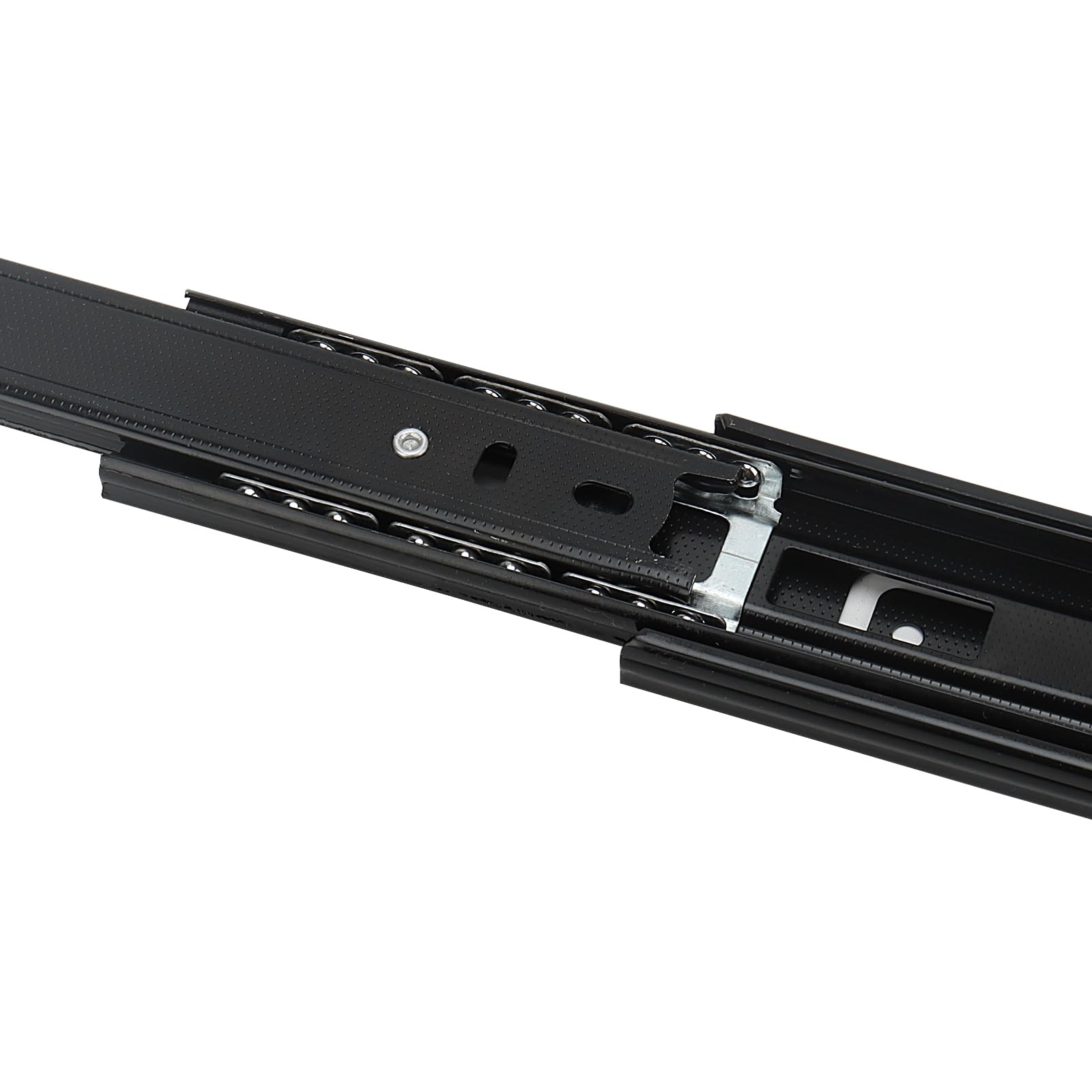 SOUJAP 6 guías de cajón de extensión completa de 8 pulgadas, deslizadores telescópicos de acero negro con tornillos, rieles de montaje lateral de 20 cm para armarios, cajones