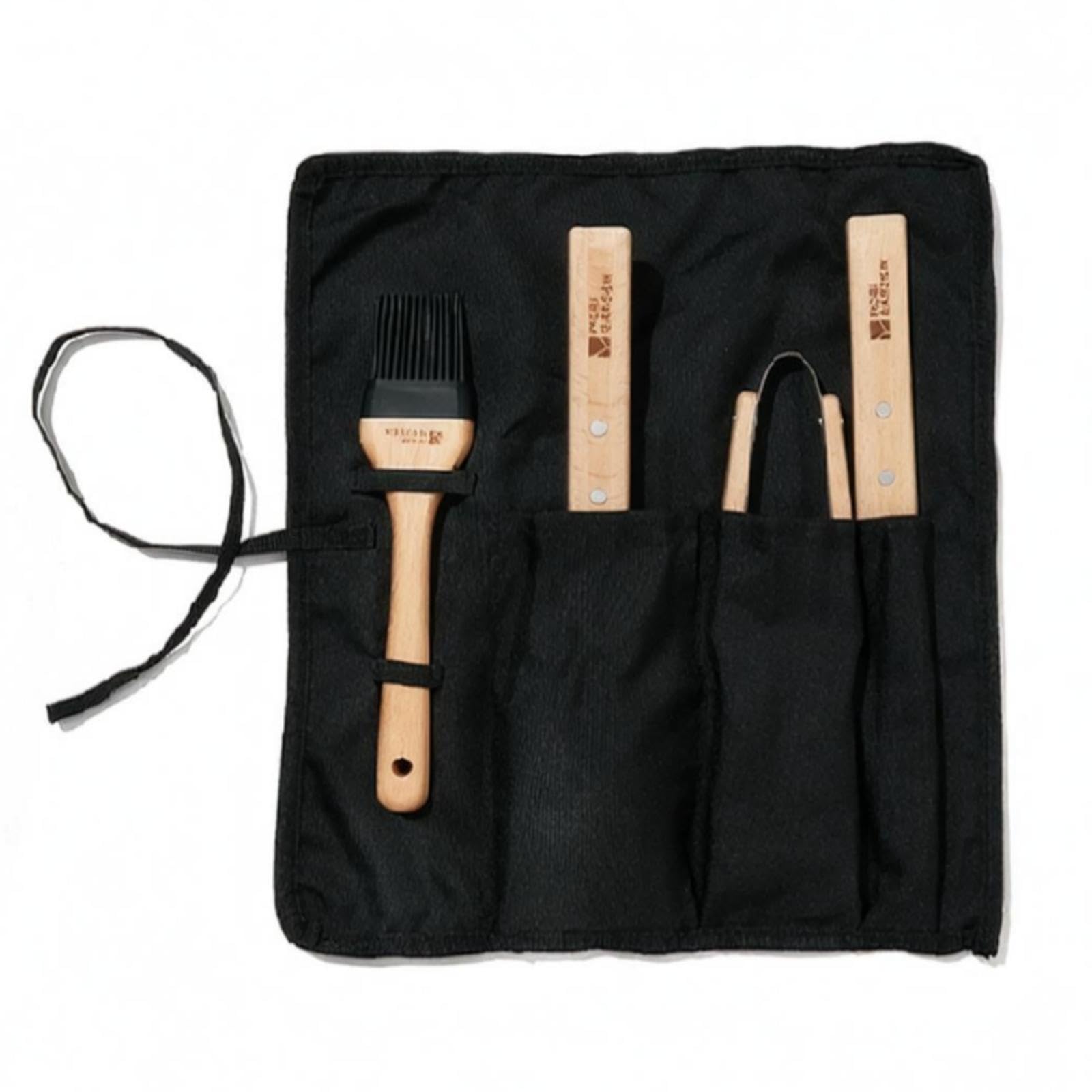 4 Pieces Grill Set Wooden Handles Stainless Steel Barbecue Set Storage Pouch Wood Handle Grill Tools-image-41