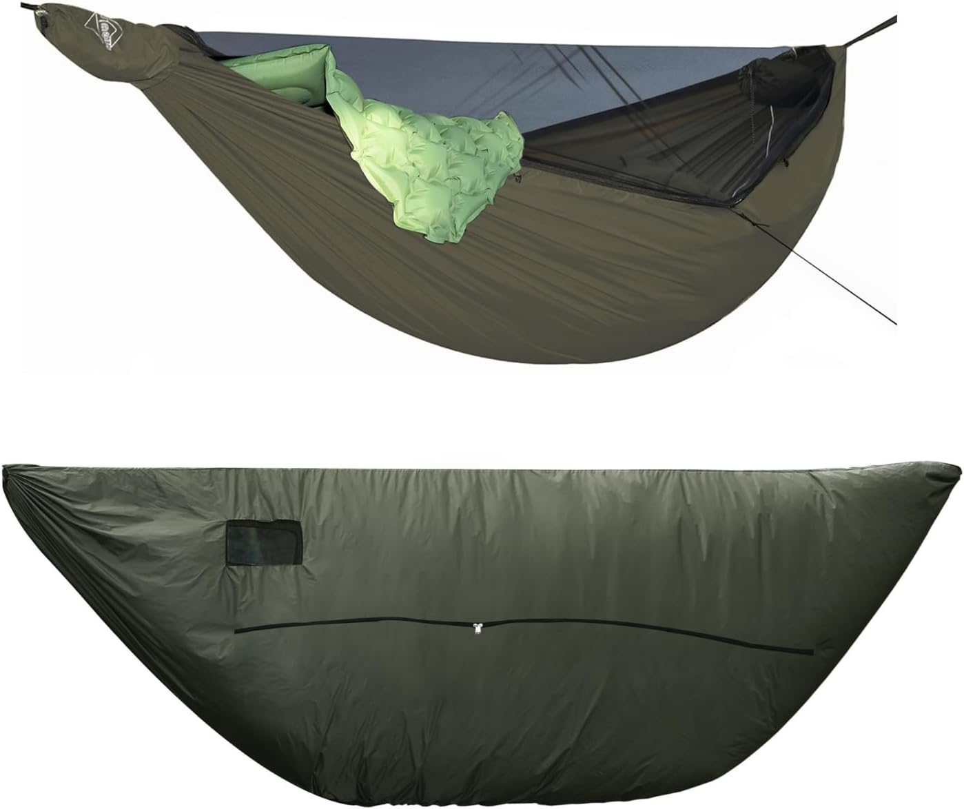 onewind 11ft Double Layer Hammock with Bugnet and Windsock, Hammock Winter Sock for Portable Camping Hammock
