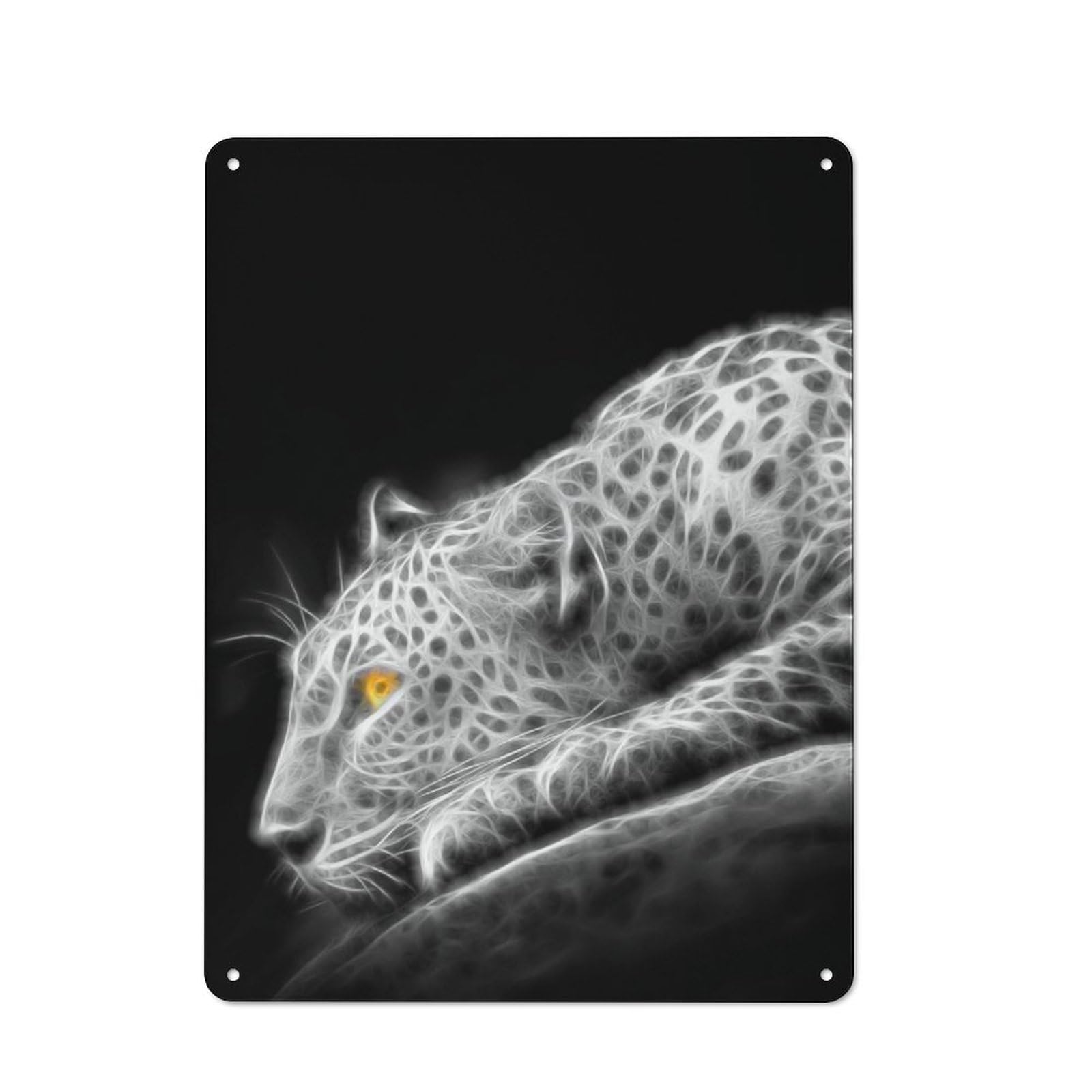 Junmoney Cheetah Leopard Fractal Everyday Metal Gift Sign 40X30cm, Room Wall Plaque For Home, Shop, Pub Or Studio Wall