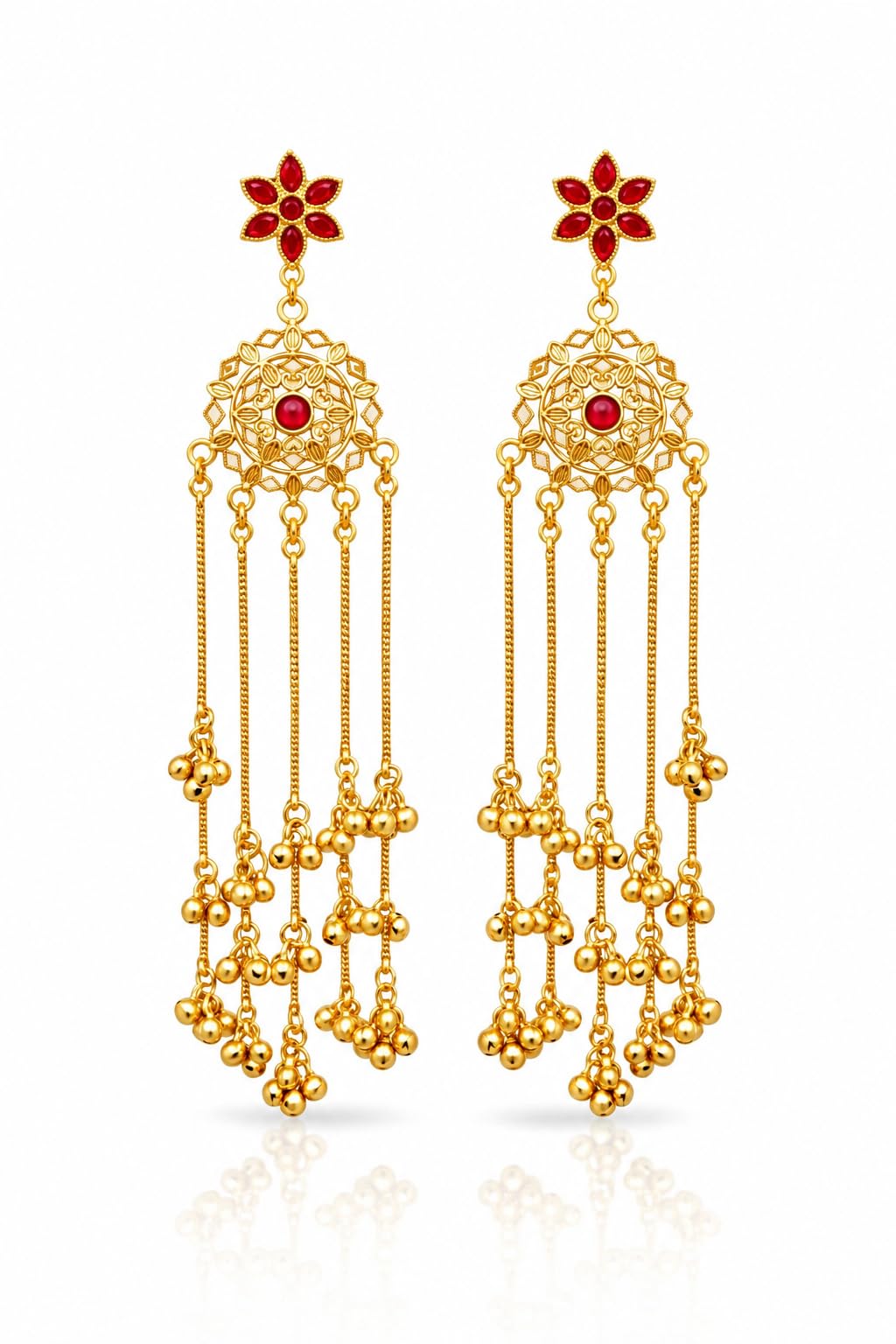 Pearl Stud Earrings for Women |gold Plated Floral Ethnic Earrings | Traditional Fashion Jewellery-image-17