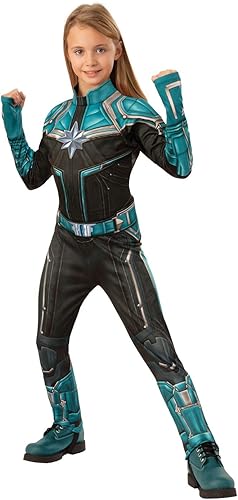 Vista 2 de Traje de disfraz de Capitán Marvel Kree, verde azulado medionegro