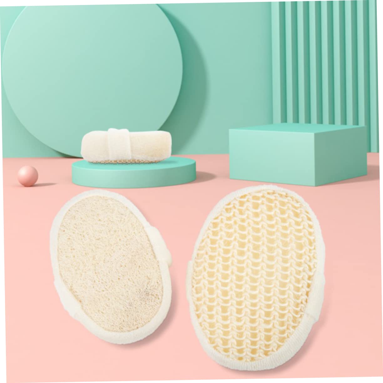 GALPADA 2pcs Comfortable Bath Natural Loofah Back Scrubber Sponges for Exfoliating Arms Legs Chest and Back Safe Material with Elastic Band for Easy Use