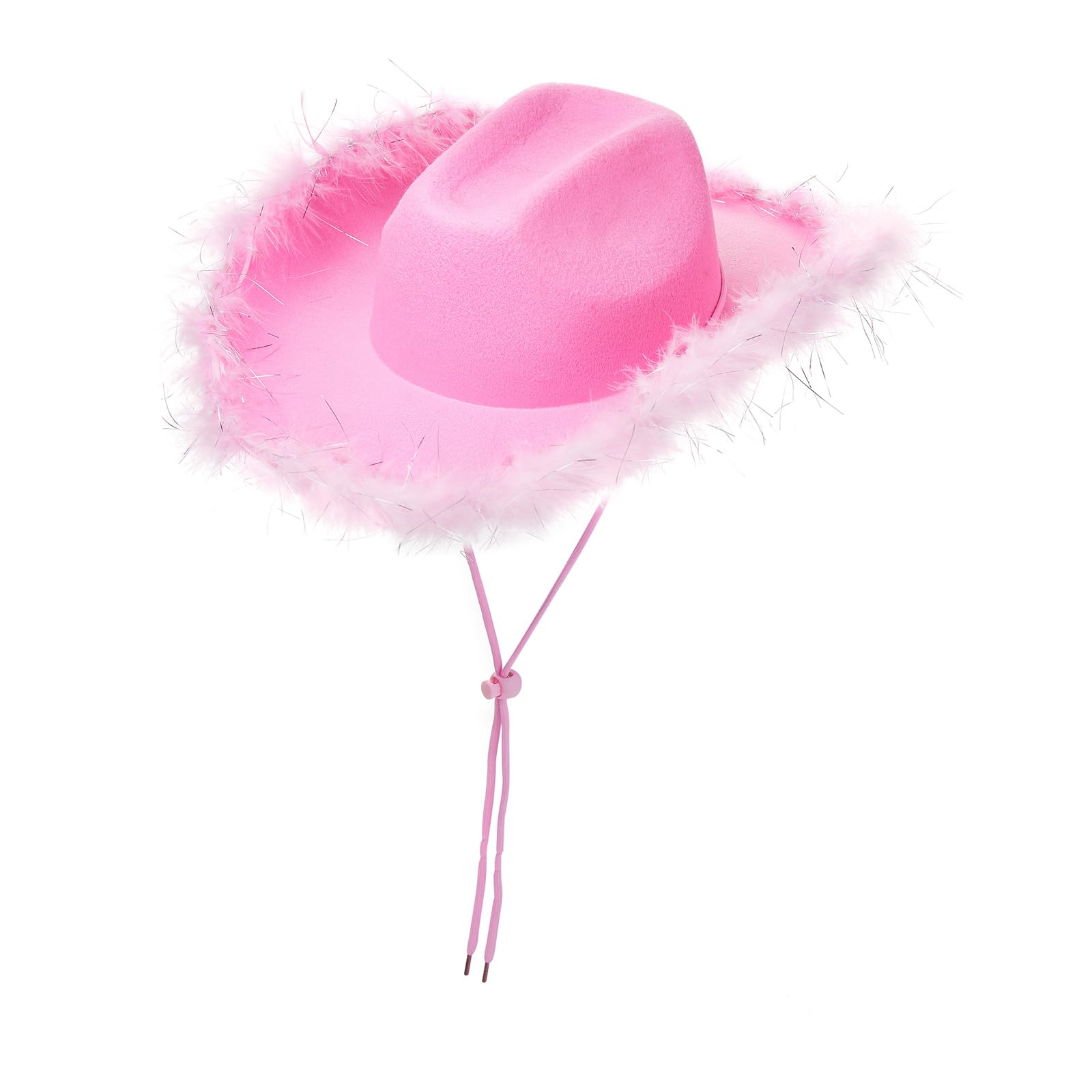 Edhomenn Kids Cowboy Hats, Wide Brim Western Cowgirl Hat with Adjustable Strap, Cowgirl Costume Accessories (04 Pink, One Size) โ image 1