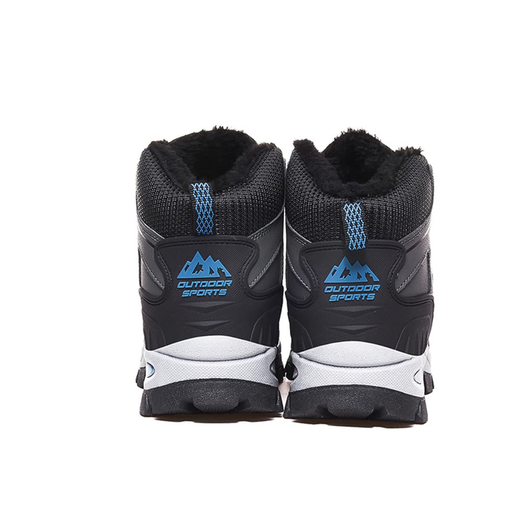 Kervaky Mens Winter Snow Boots Warm Ankle Fur Lined Anti-Slip Ankle Boots Leather Comfort Walking Hiking Camping Backpacking Shoes