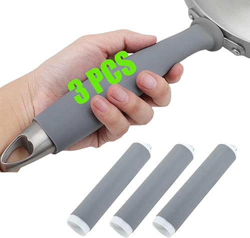 3 fundas de silicona para mango de olla resistentes al calor, funda de mango de hierro fundido, funda retráctil de silicona para mango de olla de