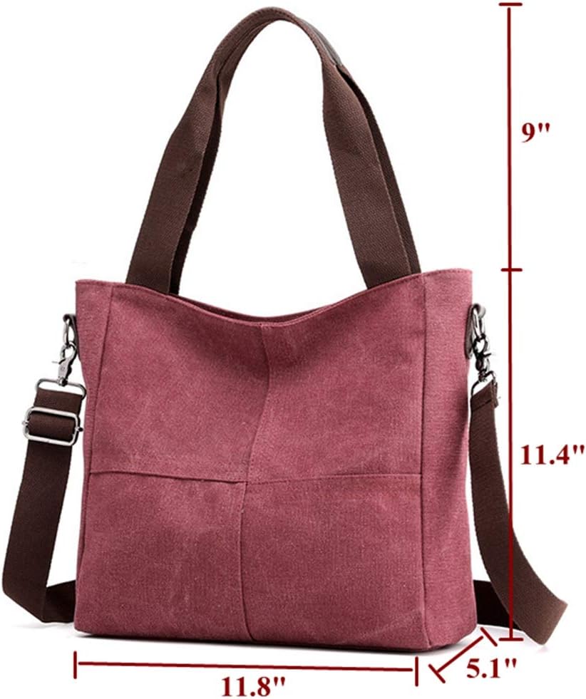 Sunshinejing Women's Small Canvas Tote Bag Shoulder Crossbody Bags Work Purses Travel Satchel | Small, Canvas, Shoulder, Work Purses, Travel - Image 2