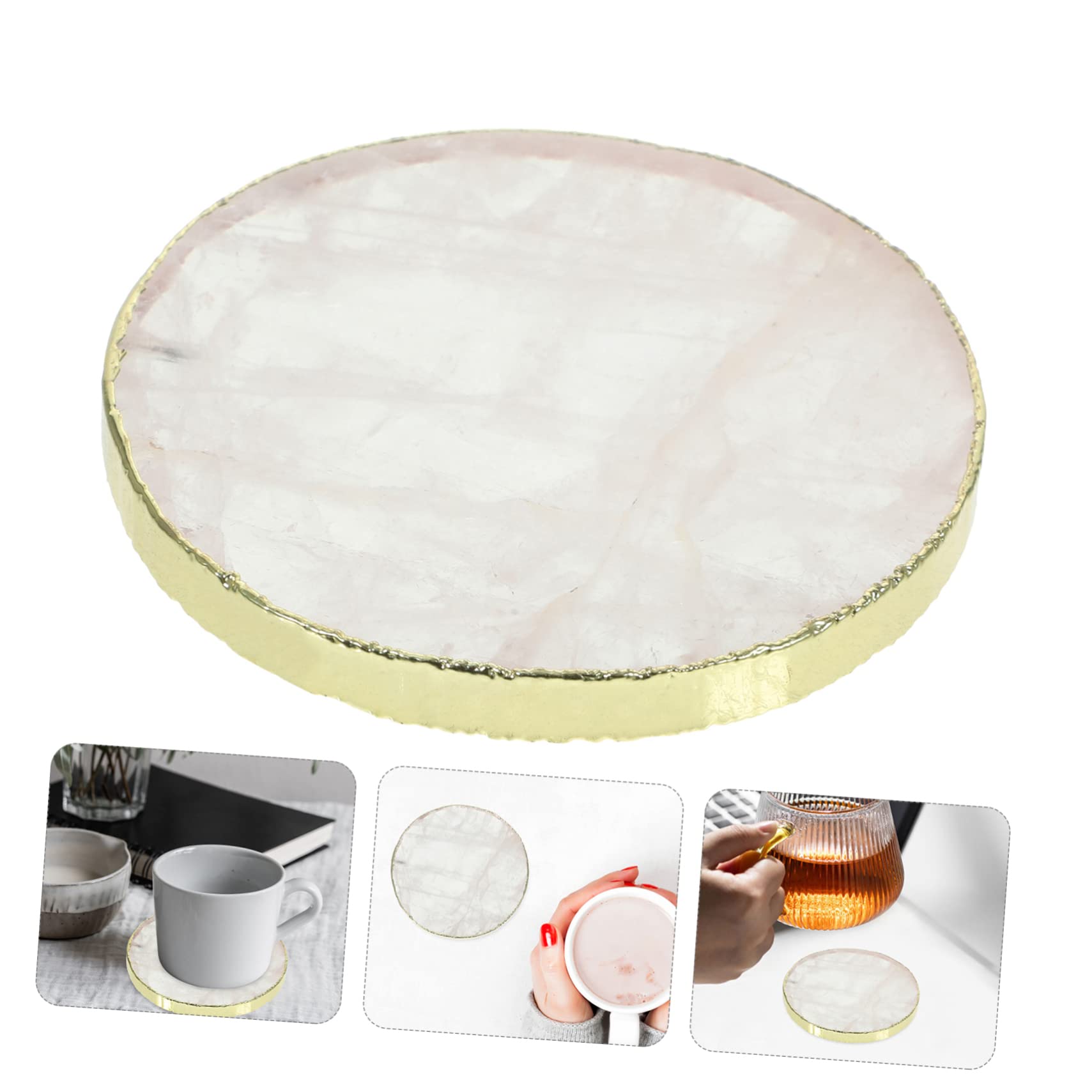 Alipis 2piezas Posavasos De Cristal Natural Borde De Cúpula para Decoración De Mesa para Bodas Aniversarios y Fiestas