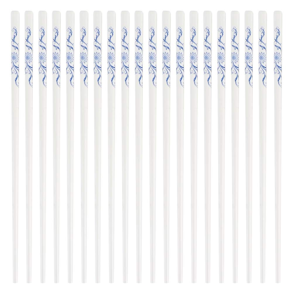 Lot de 10 paires de baguettes réutilisables en céramique | Poignée texturée pour sushis/nouilles | Polissage lisse, de qualité alimentaire | Boîte cadeau pour maison/restaurant (orchidée)